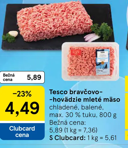 Tesco bravčovo-hovädzie mleté mäso