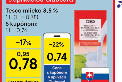 Tesco mlieko 1,5 %