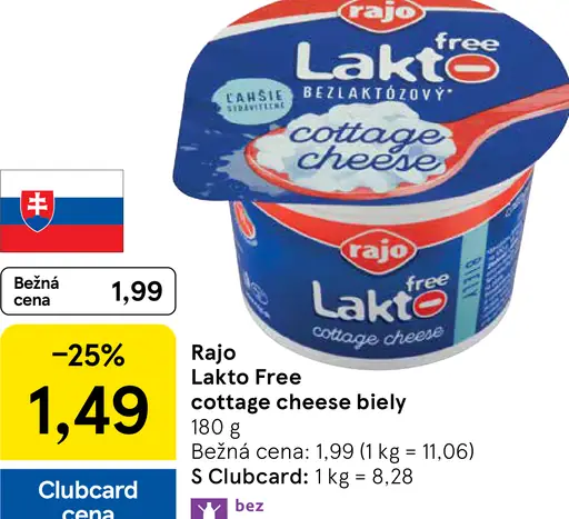 Rajo Lakto Free Cottage Cheese biely