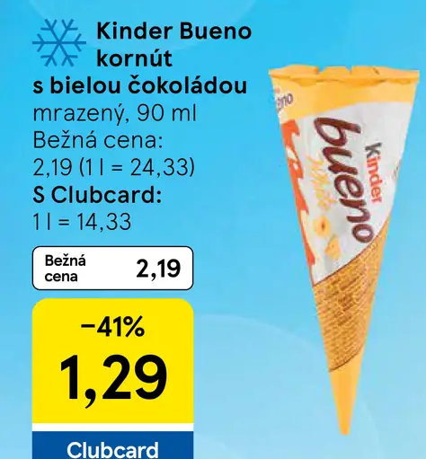 Kinder Bueno kornút s bielou čokoládou