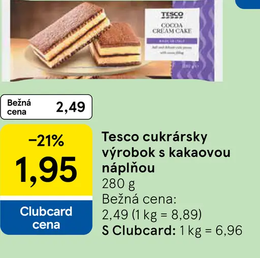 Tesco cukrársky výrobok s kakaovou náplňou