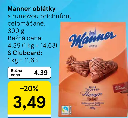 Manner oblátky s rumovou príchuťou