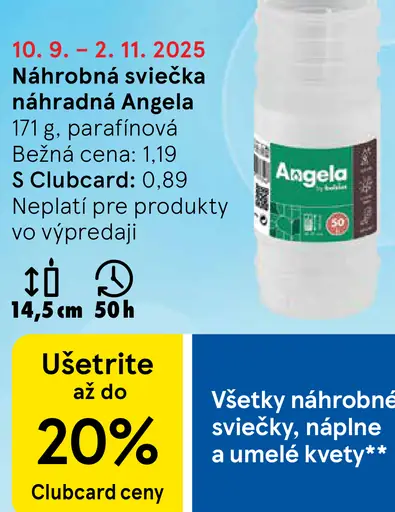 Hrobová sviečka náhradná Angela