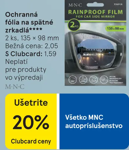 Ochranná fólia spätné zrkadlá