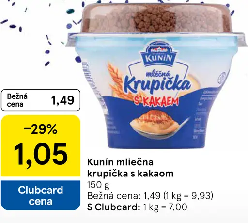 Kunín mliečna krupička s kakaom