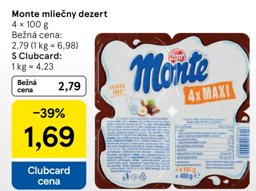 Monte mliečny dezert