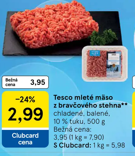 Tesco mleté mäso z bravčového pleca