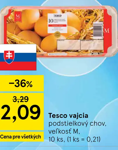 Tesco vajcia podstielkový chov