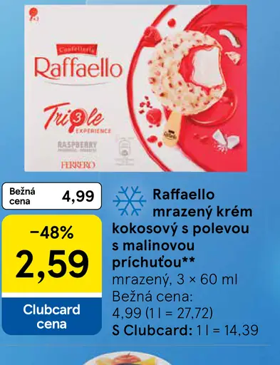 Raffaello Mrazený krém kokosový s polevou s malinovou príchuťou