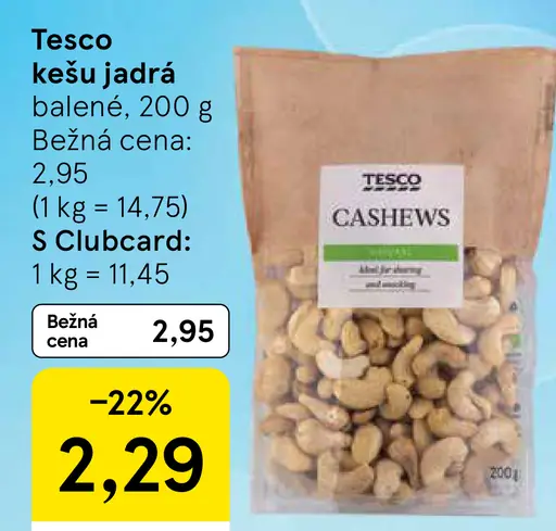 Tesco kešu jadrá