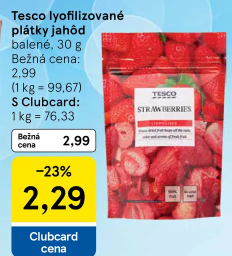 Tesco lyofilizované plátky jahôd