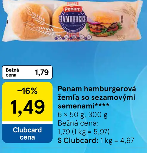 Penam hamburgerová žemľa so sezamovými semienami