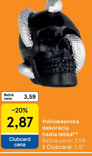 Halloweenska dekorácia hadia lebka