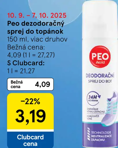 PEO dezodoračný sprej do topánok