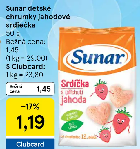 Sunar detské chrumky jahodové srdiečka