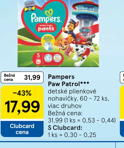 Pampers Paw Patrol detské plienkové nohavičky