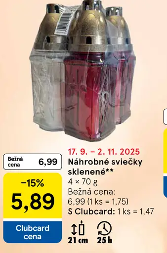 Náhrobné sviečky sklenené