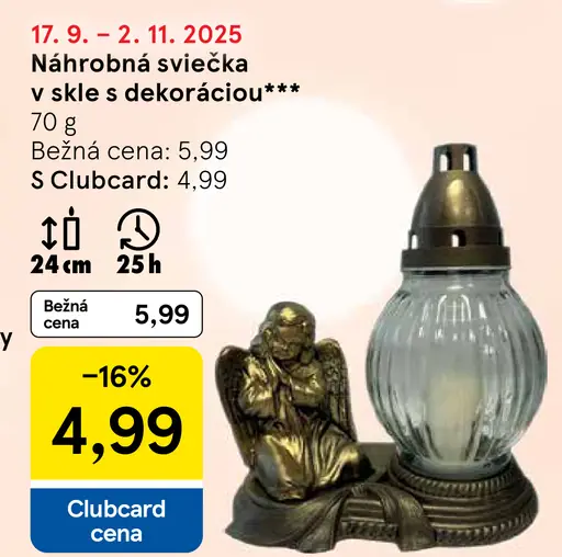 Náhrobná sviečka v skle s dekoráciou