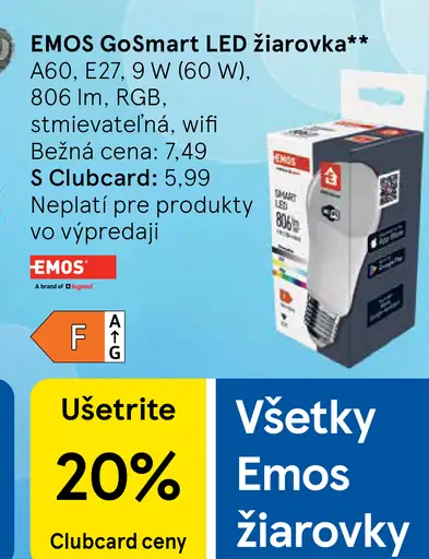EMOS GoSmart LED žiarovka A60, E27
