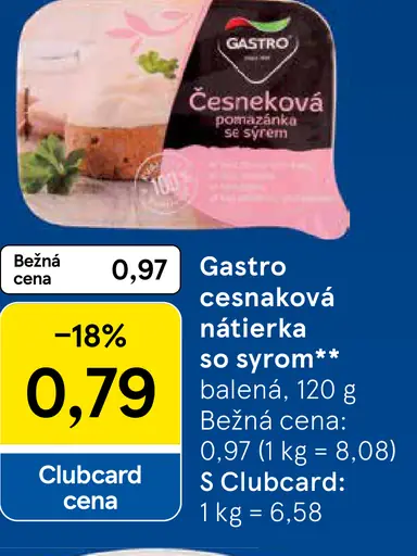 Gastro cesnaková nátierka so syrom