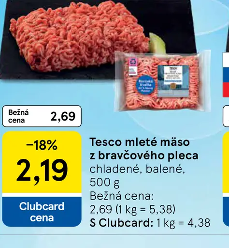 Tesco mleté mäso z bravčového pleca