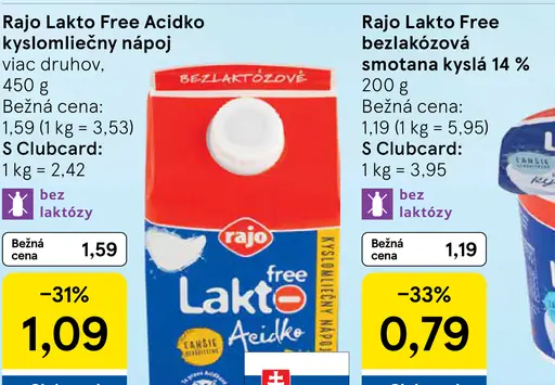 Rajo Lakto Free bezlaktózová smotana kyslá 14%