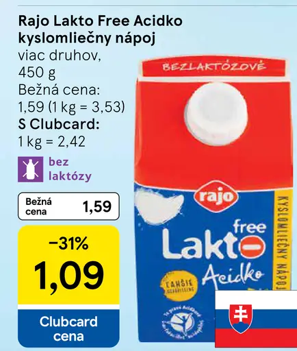 Rajo Lakto Free Acidko kyslomliečny nápoj vanilka