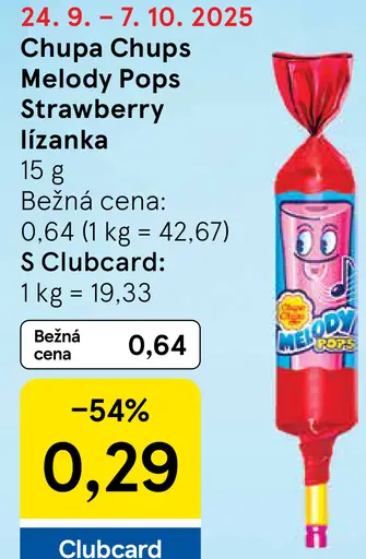 Chupa Chups Melody Pops Strawberry lízanka