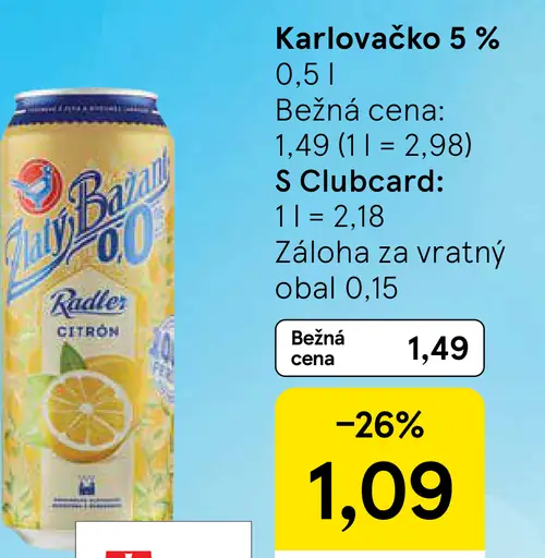 Zlatý Bažant radler plechovka