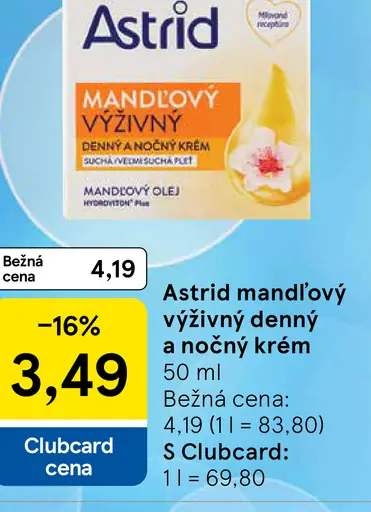 Astrid Mandľový výživný denný a nočný krém
