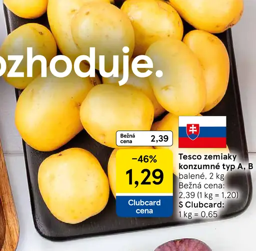 Tesco zemiaky konzumné typ A, B