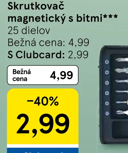 Reikel skrutkovač s bitmi