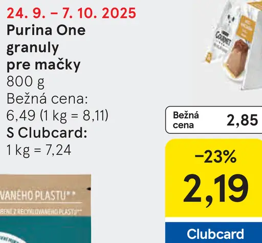 Purina One granuly pre mačky