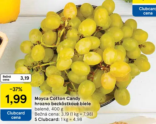 Moyca Cotton Candy hrozno bezkôstkové biele