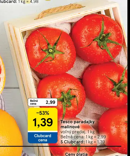 Tesco paradajky podlhovasté