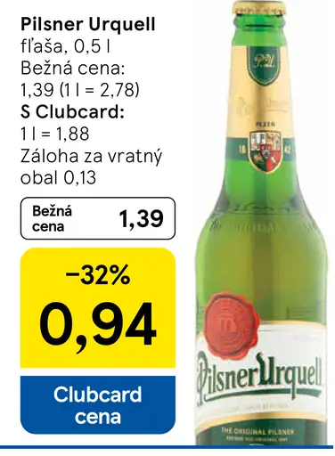 Pilsner Urquell fľaša