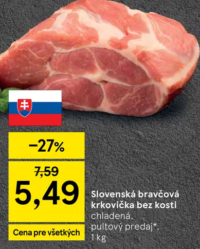 Slovenská bravčová krkovička bez kosti