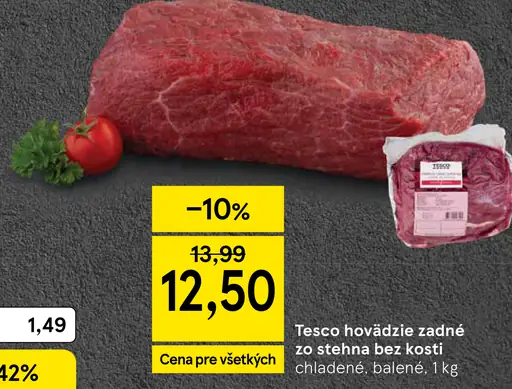 Tesco hovädzie zadné zo stehna bez kosti