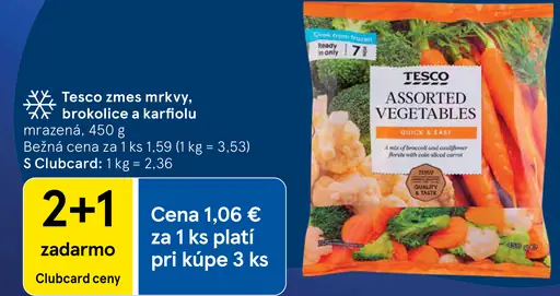 Tesco zmes mrkvy, brokolice a karfiol