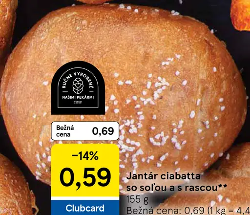 Jantár ciabatta so soľou a s rascou