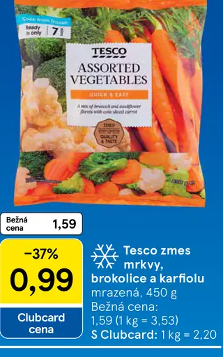 Tesco zmes mrkvy, brokolice a karfiol