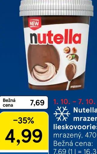 Nutella mrazený krém lieskovoorieškový