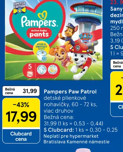 Pampers Paw Patrol detské plienkové nohavičky