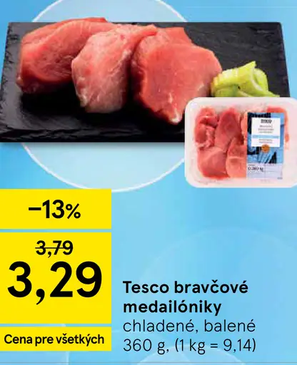 Tesco bravčové medailóniky zo stehna