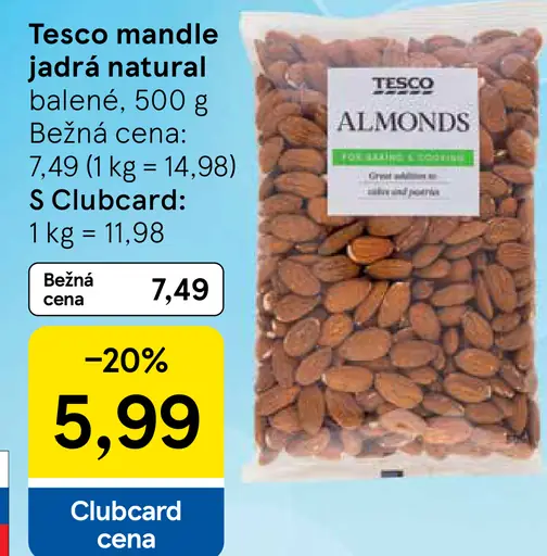 Tesco mandle jadrá natural