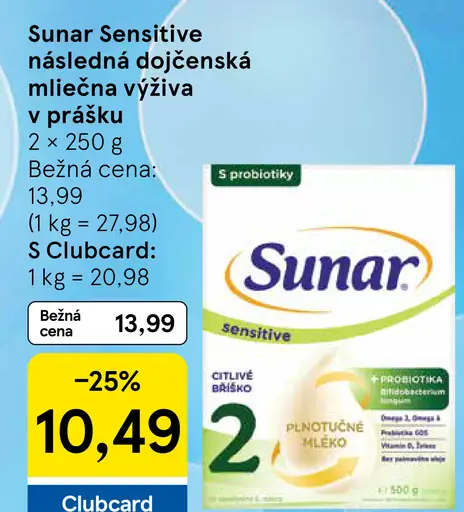 Sunar Sensitive nasledujúca dojčenská mliečna výživa v prášku