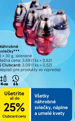 Náhrobné sviečky sklenené