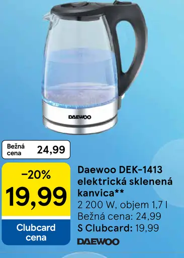 Daewoo elektrická sklenená kanvica