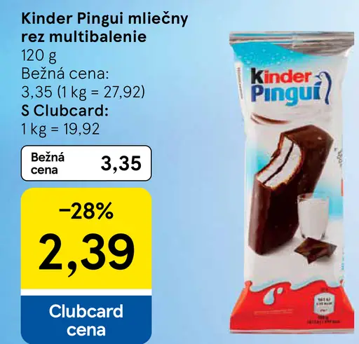 Kinder Pingui mliečny rez