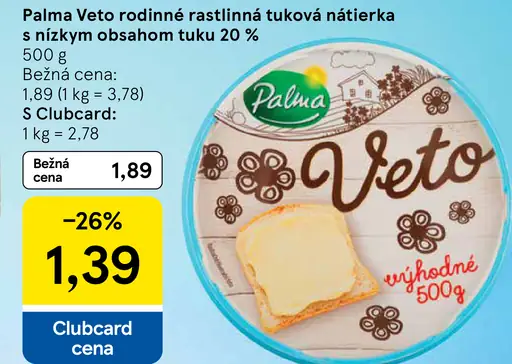 Palma Veto rodinné rastlinné tuková nátierka